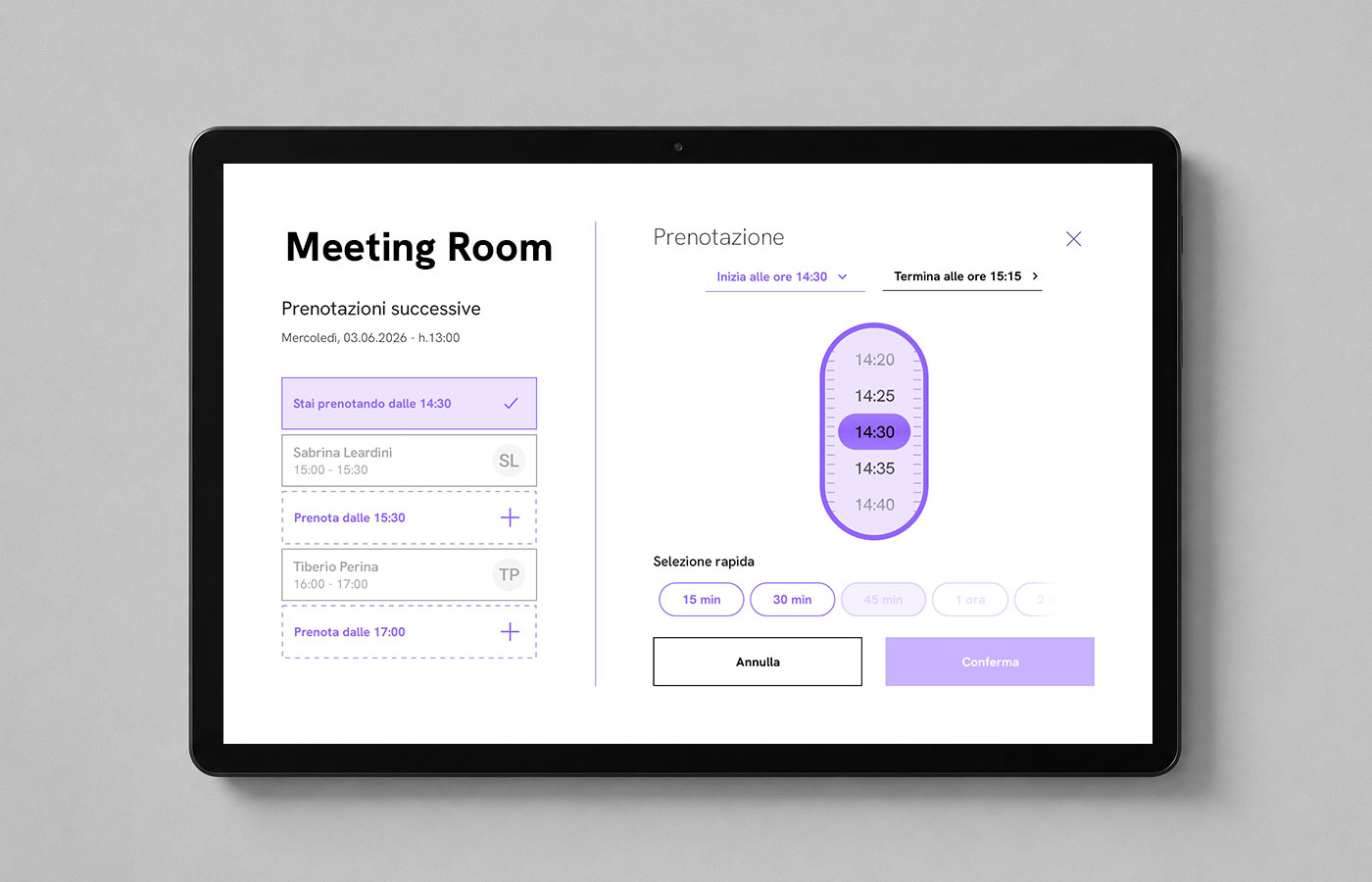 TOOLate UI prenotazione stanza